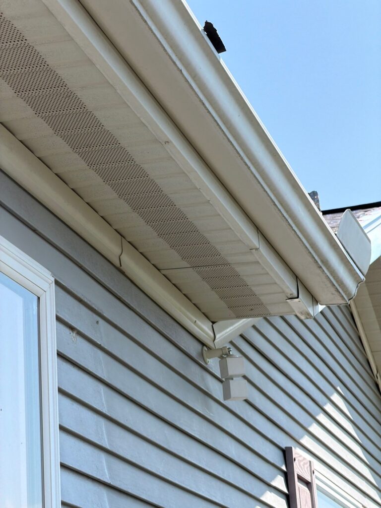 Soffit, fascia and gutter detail on a Villisca, IA home