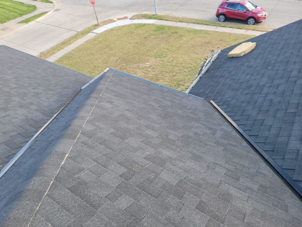 Hip and ridge caps on a new Malarkey roof in Papillion, NE