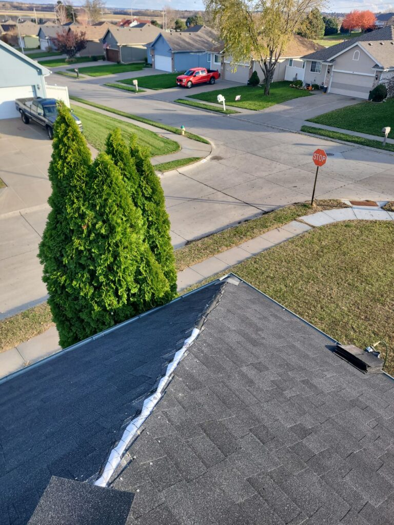 Finished roof edge and hip on a Papillion, NE home after insurance roof replacement