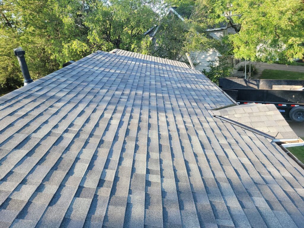 Finished Malarkey Vista AR Storm Grey shingle roof in La Vista, NE