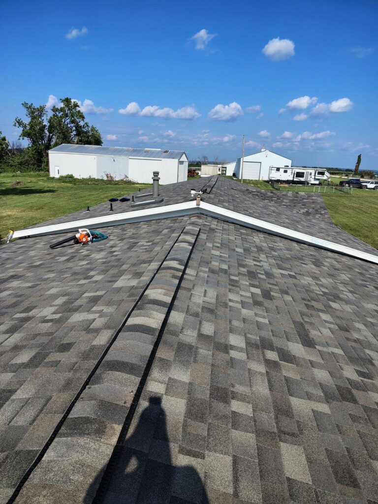 New Malarkey Vista AR shingle roof with ridge vent in Villisca, IA